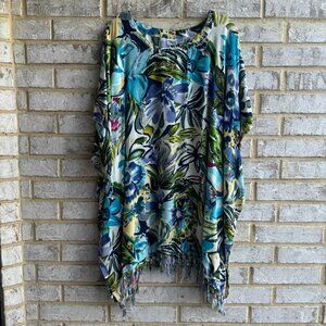 Indian Tropical Fashion One Size Tropical Floral Fringe Cover Up Women's Blouse